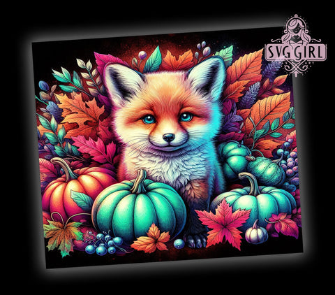 Fox in Autumn Fall 20oz Tumbler Wrap Sublimation Design, Straight Tapered Tumbler Wrap, Fox Lover Tumbler Png, Instant Digital Download Sublimation SvggirlplusArt 