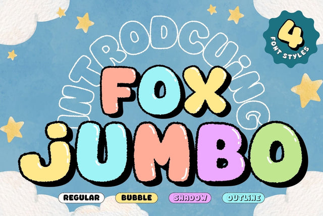 Fox Jumbo: 4 Font Styles Font Fox7 By Rattana 