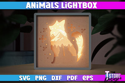 Fox Lightbox SVG Design | Paper Cut Design | SVG File SVG The T Store Design 