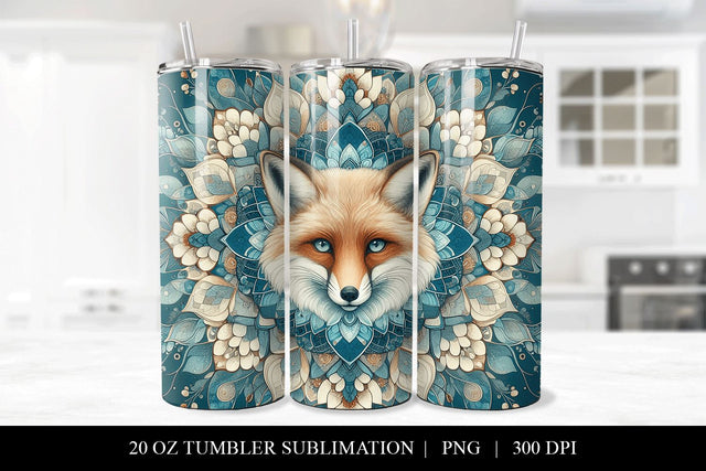 Fox Mandala 20oz Tumbler Sublimation Design Sublimation BijouBay 