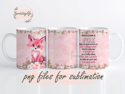 Fox Mug Wrap Design, Instant Digital Design Download Mug Wrap Design, Mug Design PNG Sublimation PrintingLife 
