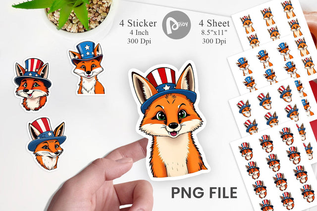Fox Patriotic Sticker Sublimation artnoy 