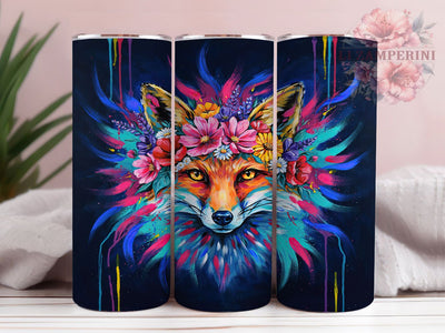 Fox Portrait Wildlife Art 20oz Tumbler, Expressive Brushstrokes, Wildlife Art, Nature Theme, Artistic Design, Skinny Tumbler, Sublimation PNG Sublimation Li Zamperini 