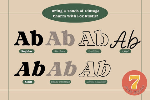 Fox Rustic: 7 Font Styles Font Fox7 By Rattana 