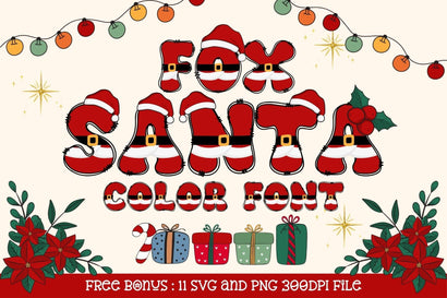 Fox Santa Color Font Font Fox7 By Rattana 