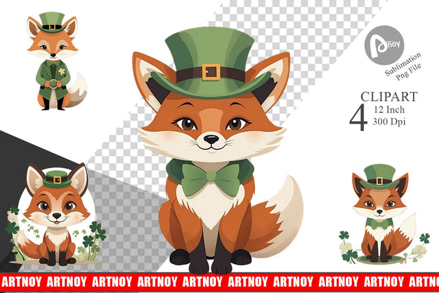 Fox St. Patrick Clipart Sublimation artnoy 