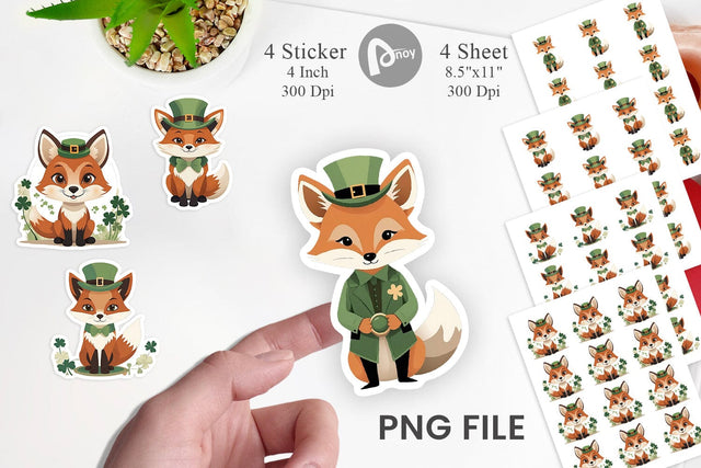 Fox St. Patrick Sticker Sublimation artnoy 