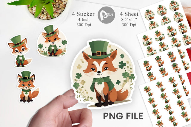 Fox St. Patrick Sticker Sublimation artnoy 