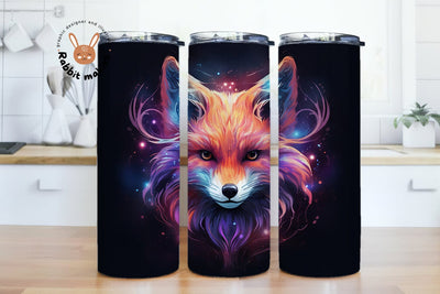 Fox & Starry Night Sky Design, Fox 20 oz Skinny Straight Tumbler Sublimation Design, colorful fox looking up at the sky with stars PNG Digital Download Sublimation Rabbitmakies 