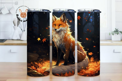 Fox & Starry Night Sky Design, Fox 20 oz Skinny Straight Tumbler Sublimation Design, colorful fox looking up at the sky with stars PNG Digital Download Sublimation Rabbitmakies 