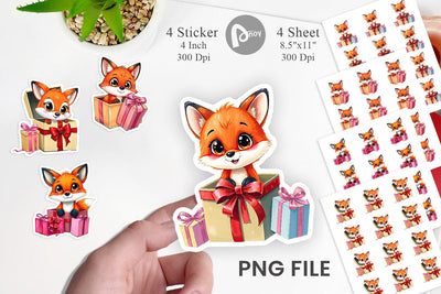 Fox Sticker Gift Sublimation artnoy 