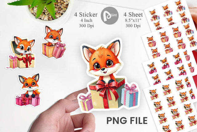 Fox Sticker Gift Sublimation artnoy 