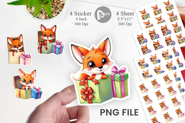 Fox Sticker Gift Sublimation artnoy 