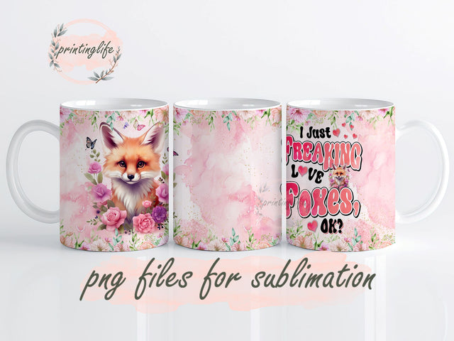 Fox Themed Gifts For Women Mug, Girls Who Freaking Love Foxes Cute Mug Wrap Design, Instant Digital Design Download Mug Wrap Design, Mug Design PNG Sublimation PrintingLife 