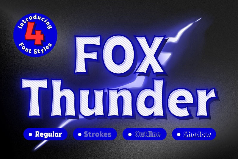 Fox Thunder : 4 Font Styles Font Fox7 By Rattana 