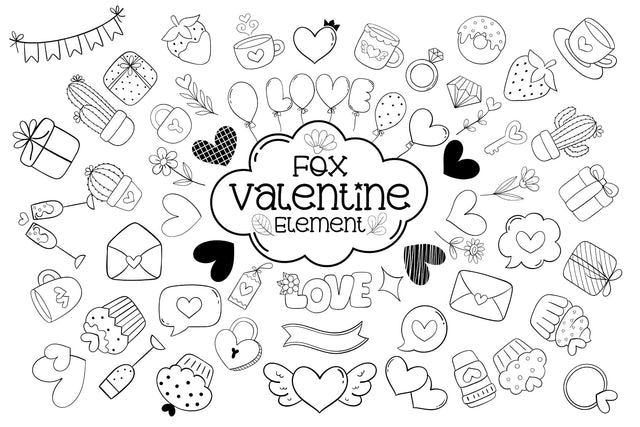 Fox Valentine Doodle Dingbat Font Font Fox7 By Rattana 