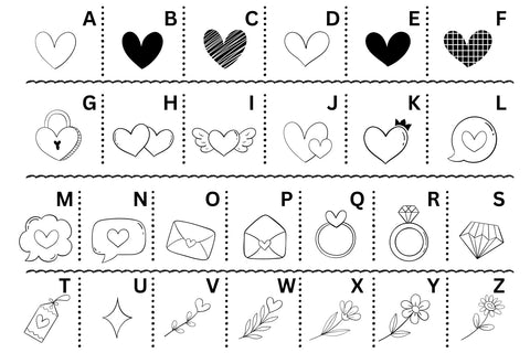 Love Dingbat Font, Hearts and Love symbols