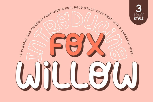Fox Willow : 3 Font Styles Font Fox7 By Rattana 