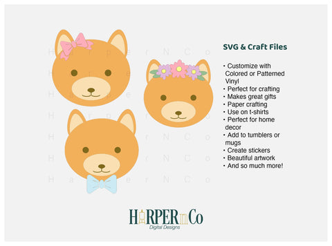 Fox with Bows and Flowers SVG PNG Cut EPS File SVG HarperNCo 