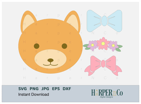 Fox with Bows and Flowers SVG PNG Cut EPS File SVG HarperNCo 