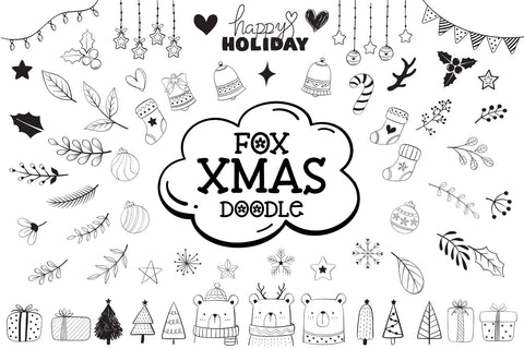 Fox Xmas Doodle Dingbat Font Font Fox7 By Rattana 