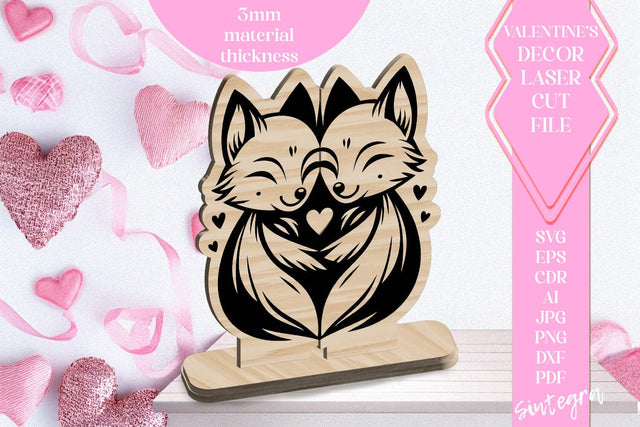 Foxes Love Valentine Ornament Laser Cut SVG v1 SVG Sintegra 