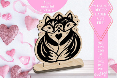 Foxes Love Valentine Ornament Laser Cut SVG v2 SVG Sintegra 