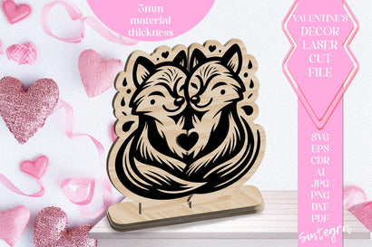 Foxes Love Valentine Ornament Laser Cut SVG v3 SVG Sintegra 