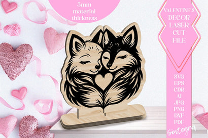 Foxes Love Valentine Ornament Laser Cut SVG v4 SVG Sintegra 