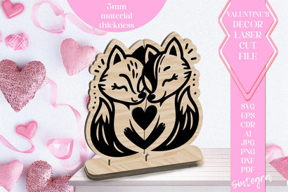 Foxes Love Valentine Ornament Laser Cut SVG v5 SVG Sintegra 