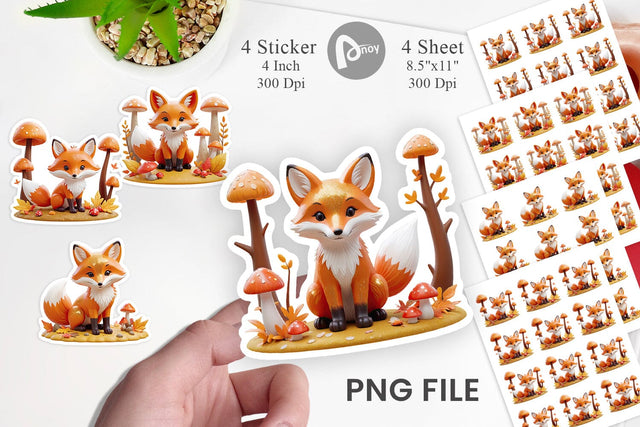 Foxy Autumn Sticker Sublimation artnoy 