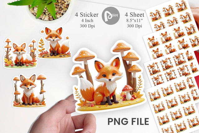 Foxy Autumn Sticker Sublimation artnoy 