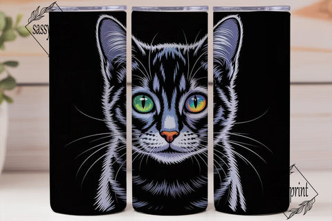 Fractal Cat Face 20oz Tumbler Wrap Sublimation sassyprint 