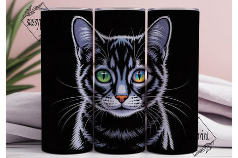 Fractal Cat Face 20oz Tumbler Wrap Sublimation sassyprint 