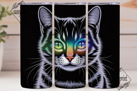 Fractal Cat Face 20oz Tumbler Wrap Sublimation sassyprint 