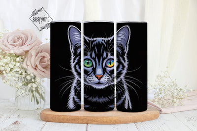 Fractal Cat Face 20oz Tumbler Wrap Sublimation sassyprint 