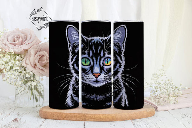 Fractal Cat Face 20oz Tumbler Wrap Sublimation sassyprint 
