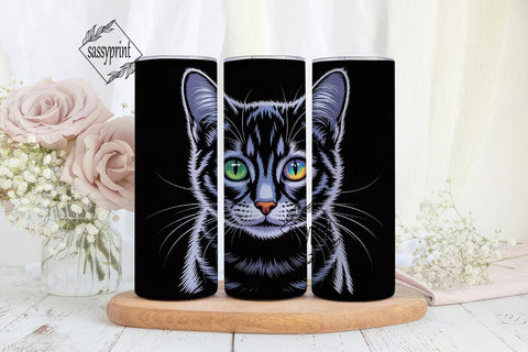 Fractal Cat Face 20oz Tumbler Wrap Sublimation sassyprint 