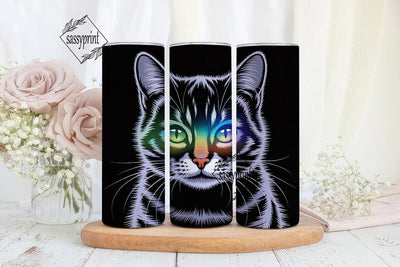 Fractal Cat Face 20oz Tumbler Wrap Sublimation sassyprint 