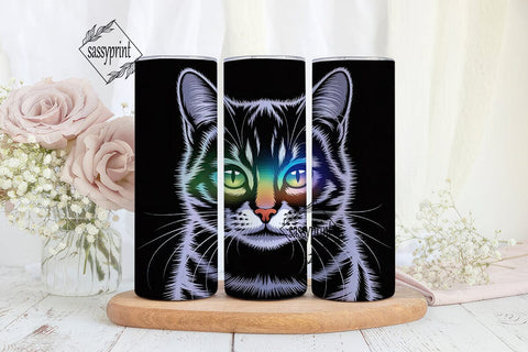 Fractal Cat Face 20oz Tumbler Wrap Sublimation sassyprint 