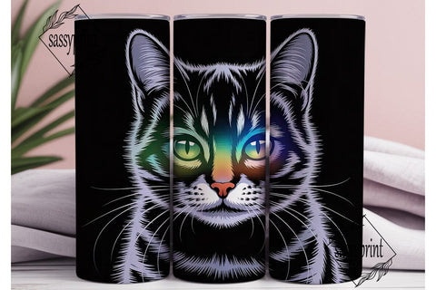 Fractal Cat Face 20oz Tumbler Wrap Sublimation sassyprint 
