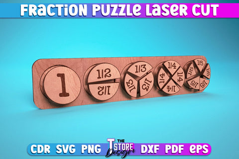 Fraction Puzzle Laser Cut | Puzzle Game Laser Cut Design | CNC Files SVG The T Store Design 