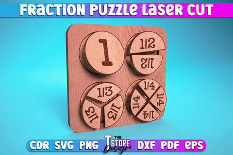 Fraction Puzzle Laser Cut | Puzzle Game Laser Cut Design | CNC Files SVG The T Store Design 