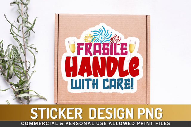 Fragile handle Sticker Design Sublimation Regulrcrative 