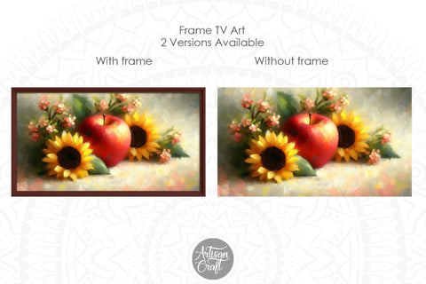 Frame TV art, red apple and sunflowers Digital Pattern Artisan Craft SVG 