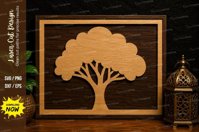 Framed Tree Wall Art Laser Cut SVG Design SVG Regulrcrative 