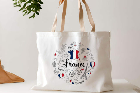 France Sublimation PNG | French National Symbols Print, Round Design for T-Shirts, Posters, Home Decor | Doodle Elements | Digital Download Sublimation AnnaViolet_store 