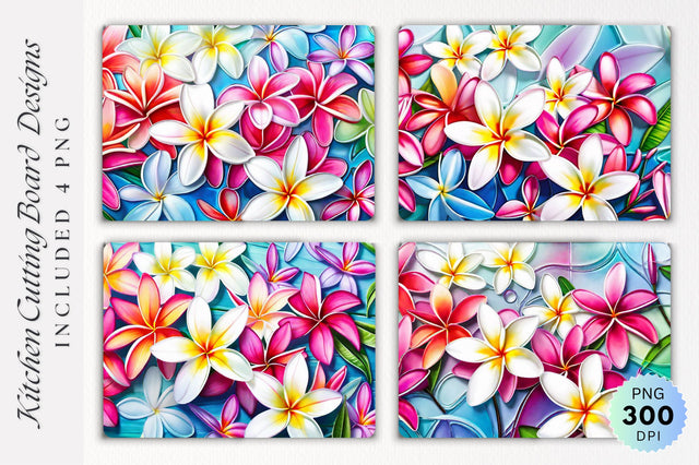 Frangipani Flower Glass Cutting Board PNG Design Sublimation Regulrcrative 