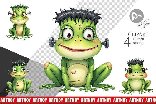 Frankenstein Frog Clipart Sublimation artnoy 