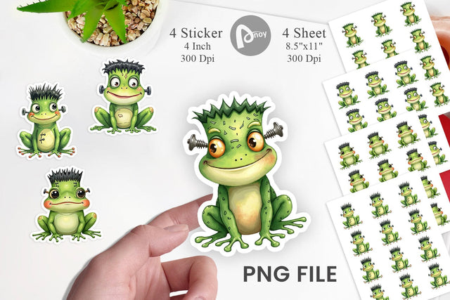 Frankenstein Frog Sticker Sublimation artnoy 